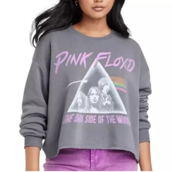 Pink Floyd Tops - NWOT Pink Floyd Band Crop Sweatshirt Drop Sleeve Gray size- EXTRA LARGE